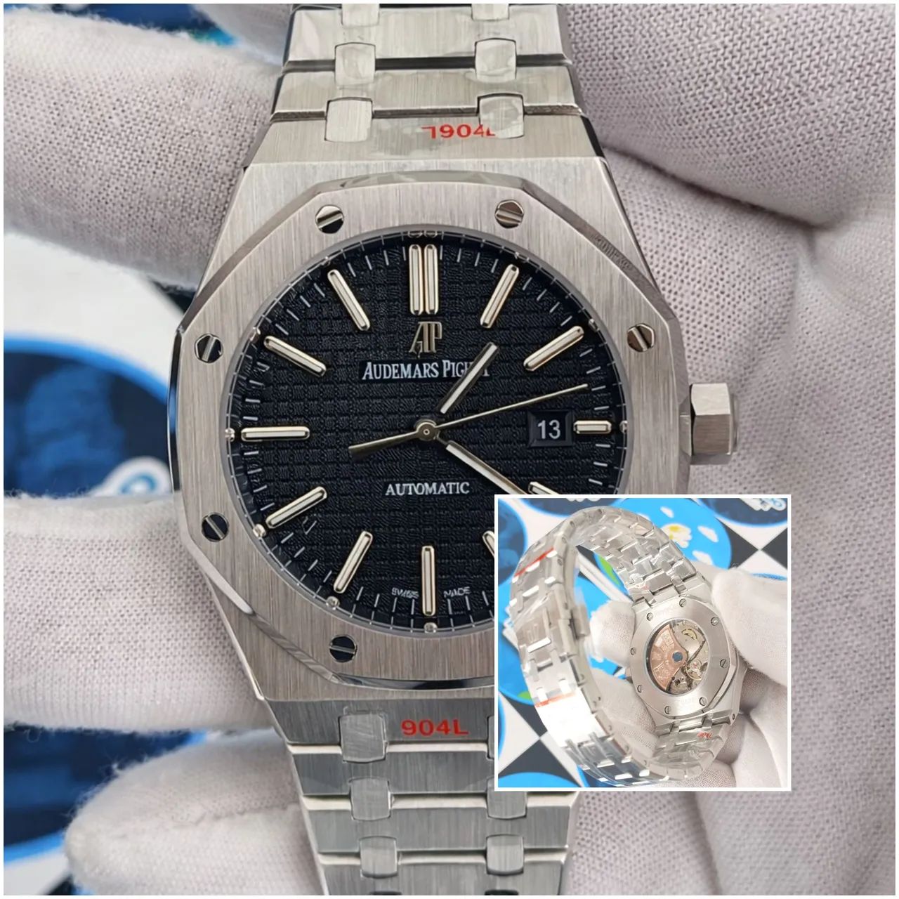 RELÓGIO AP FUNDO BLACK ROYAL OAK AUTOMÁTICO 