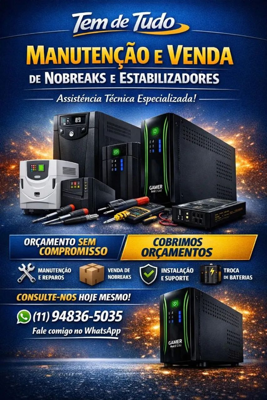 Manutenção e Venda de Nobreaks e Estabilizadores | Orçamento Sem Compromisso!  