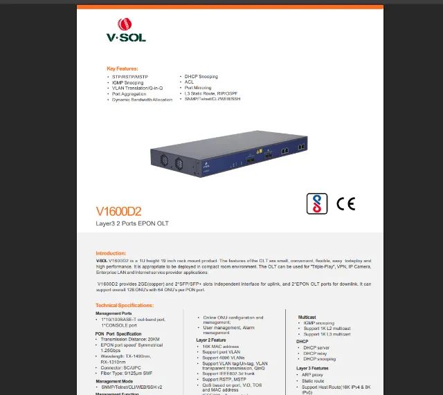 SWITCH OLT GEPON V.SOL V1600D2 c/ 2 GBICS NOVA NA CAIXA - Foto 2