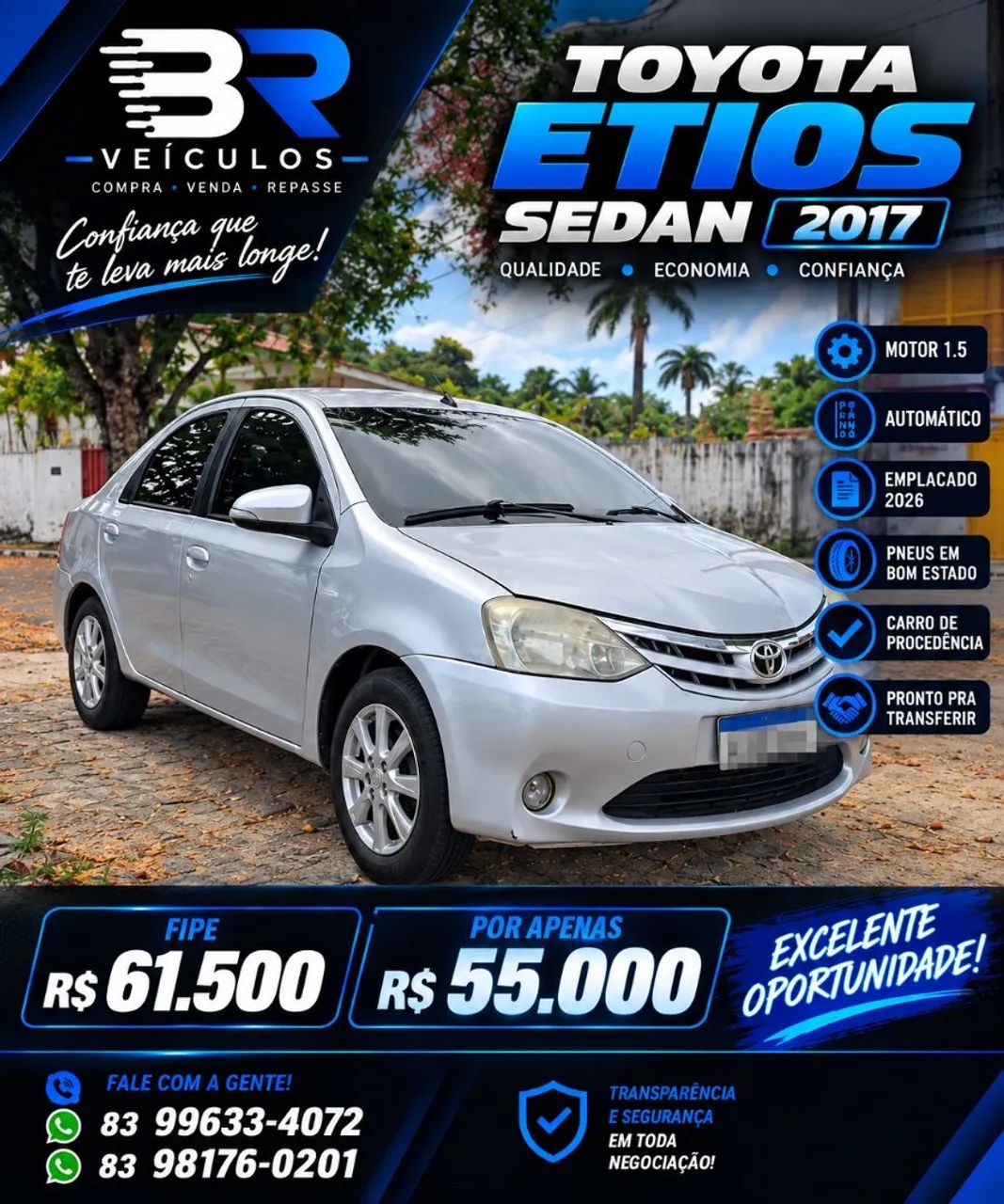 Toyota Etios 1.5 XLS SEDAN 16V FLEX 4P AUTOMÁTICO 2017