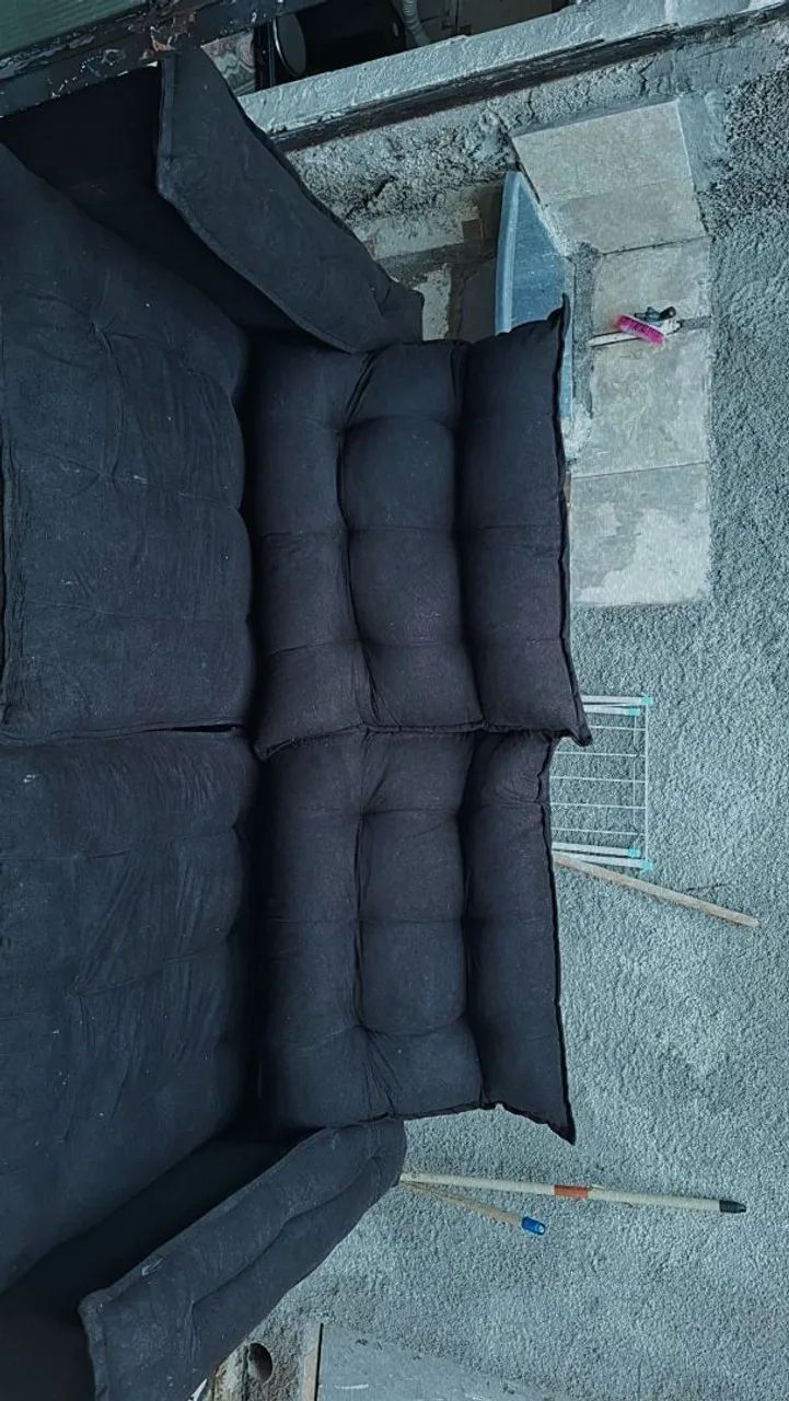 Sofá retrátil e reclinável preto dois lugares