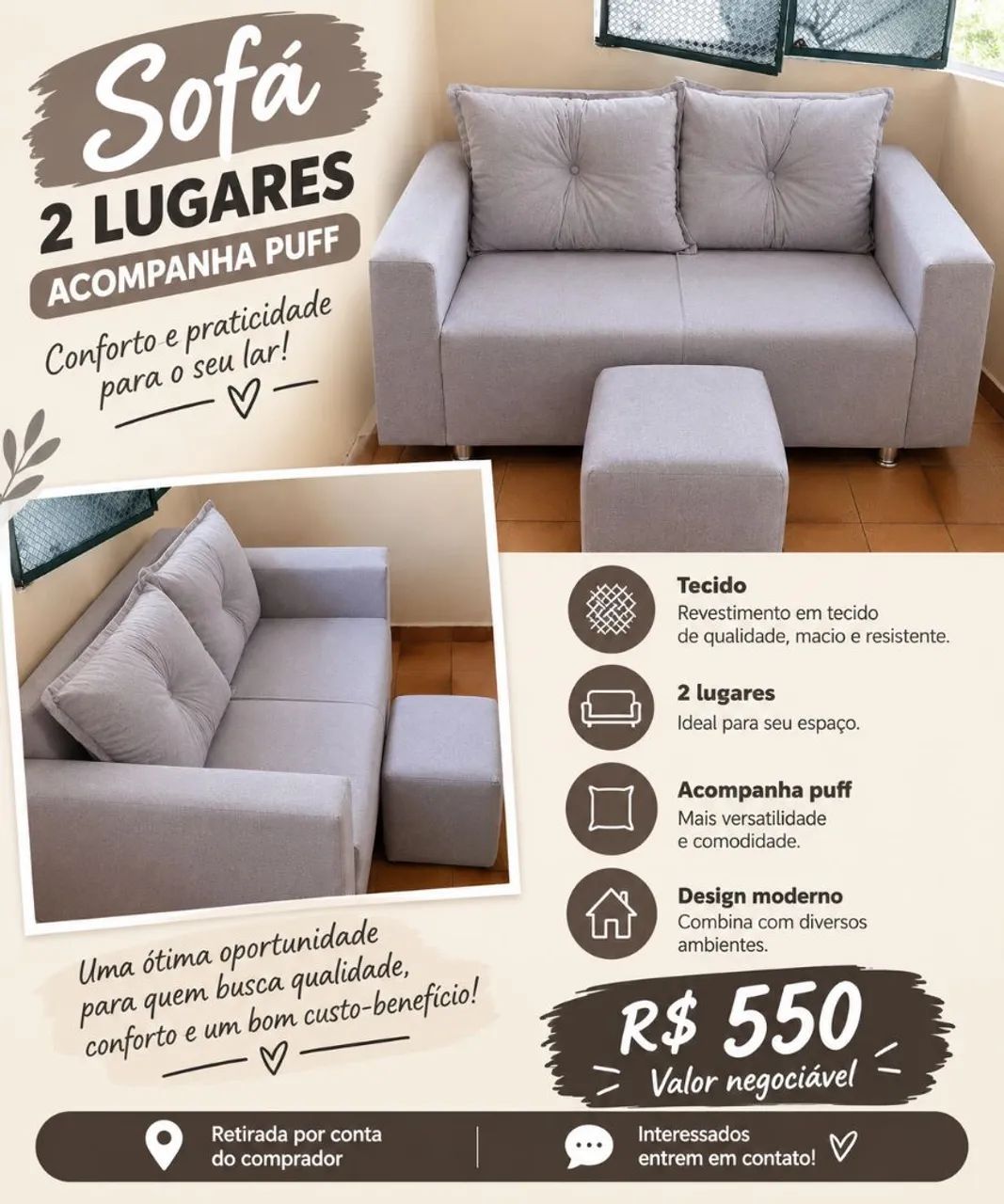 Sofá 2 lugares