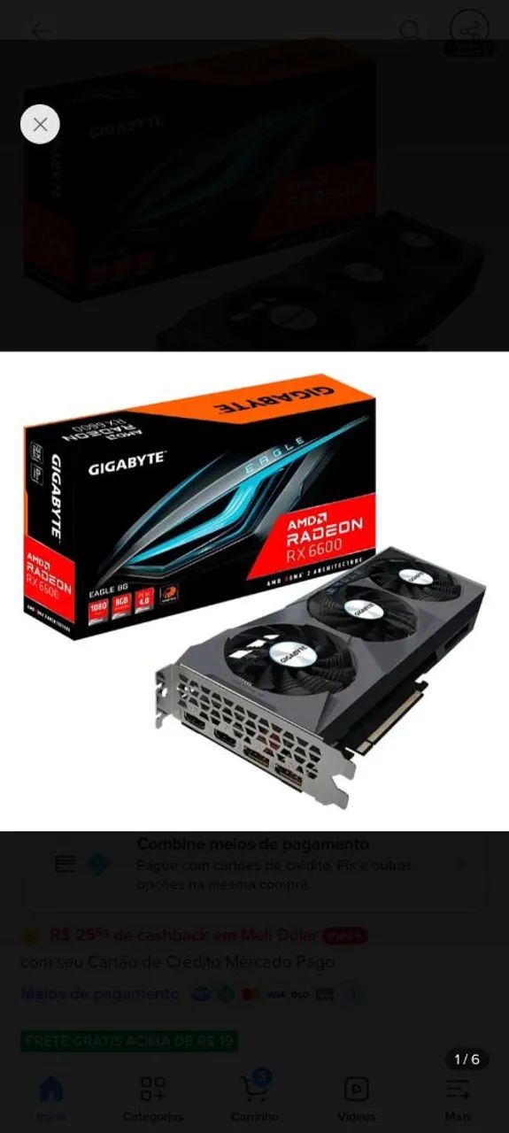Placa de video RX6600 8GB