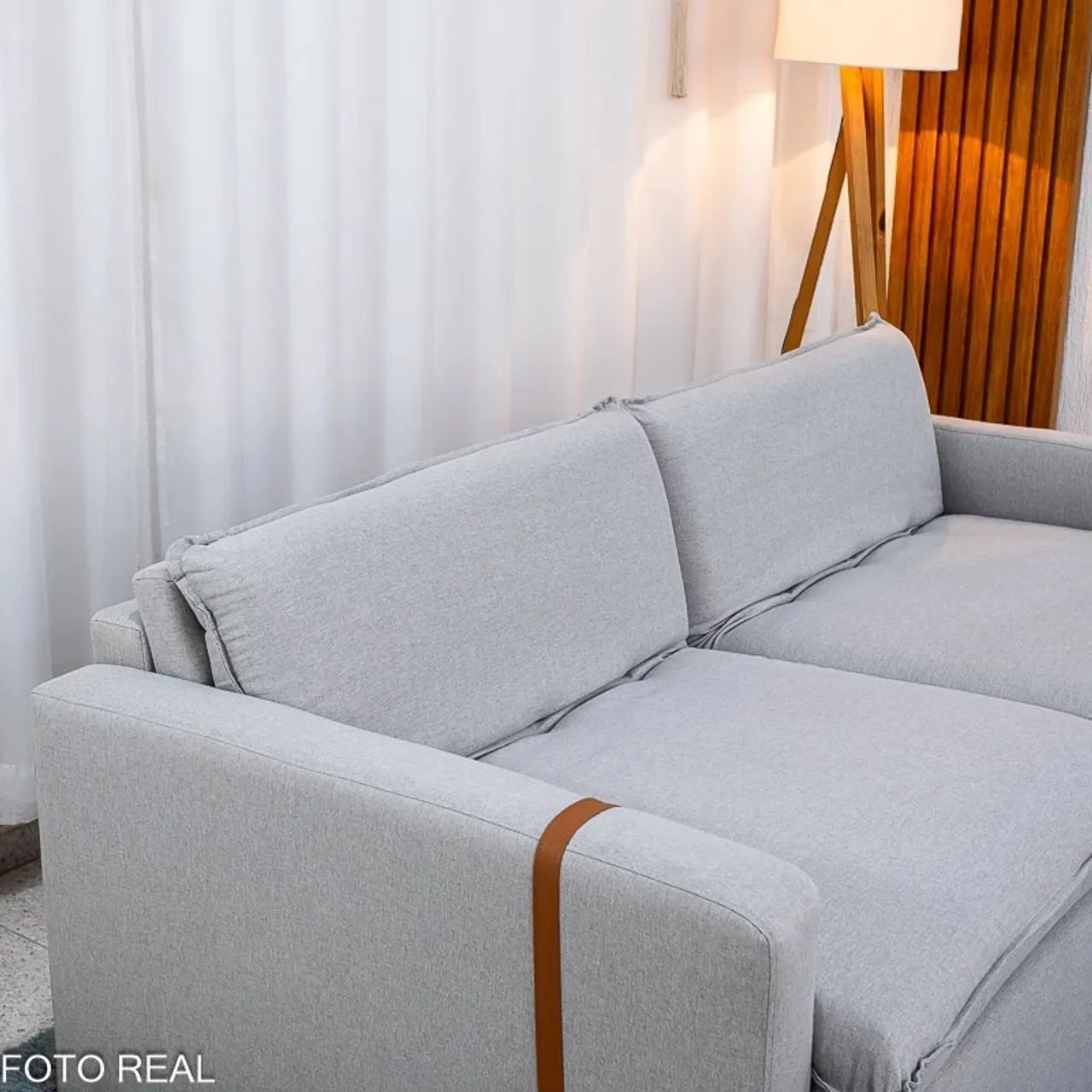 Sofá Cama Retrátil Zara 2.00m Linho Cinza rf65 - Foto 5