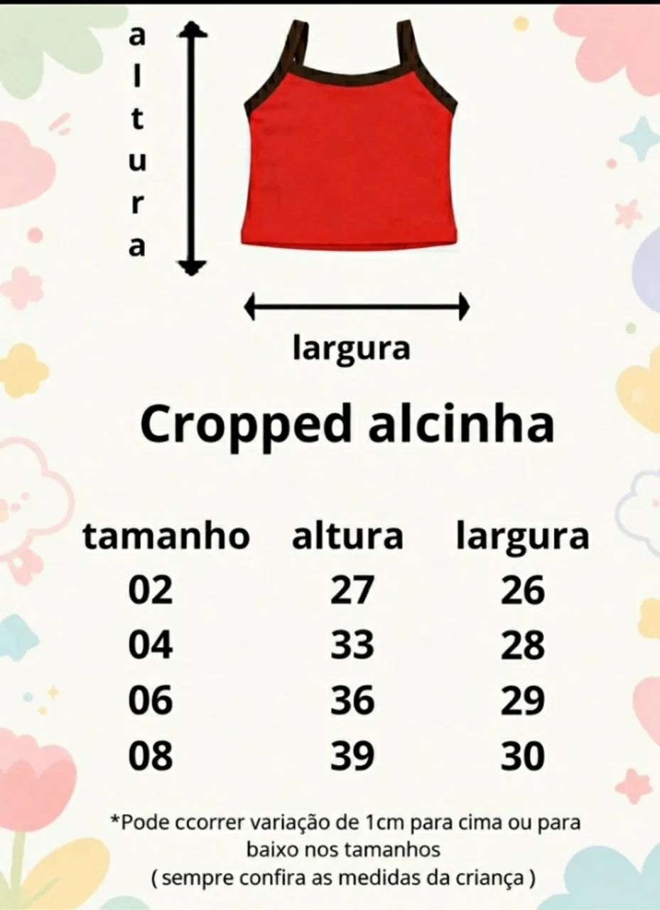 KIT COM 3 CROPPEDS ALCINHA INFANTIL - Foto 3