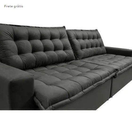 Sofá Sem Caixa Retrátil Reclinável 2,95m Cama inBox França Velusoft - Foto 5