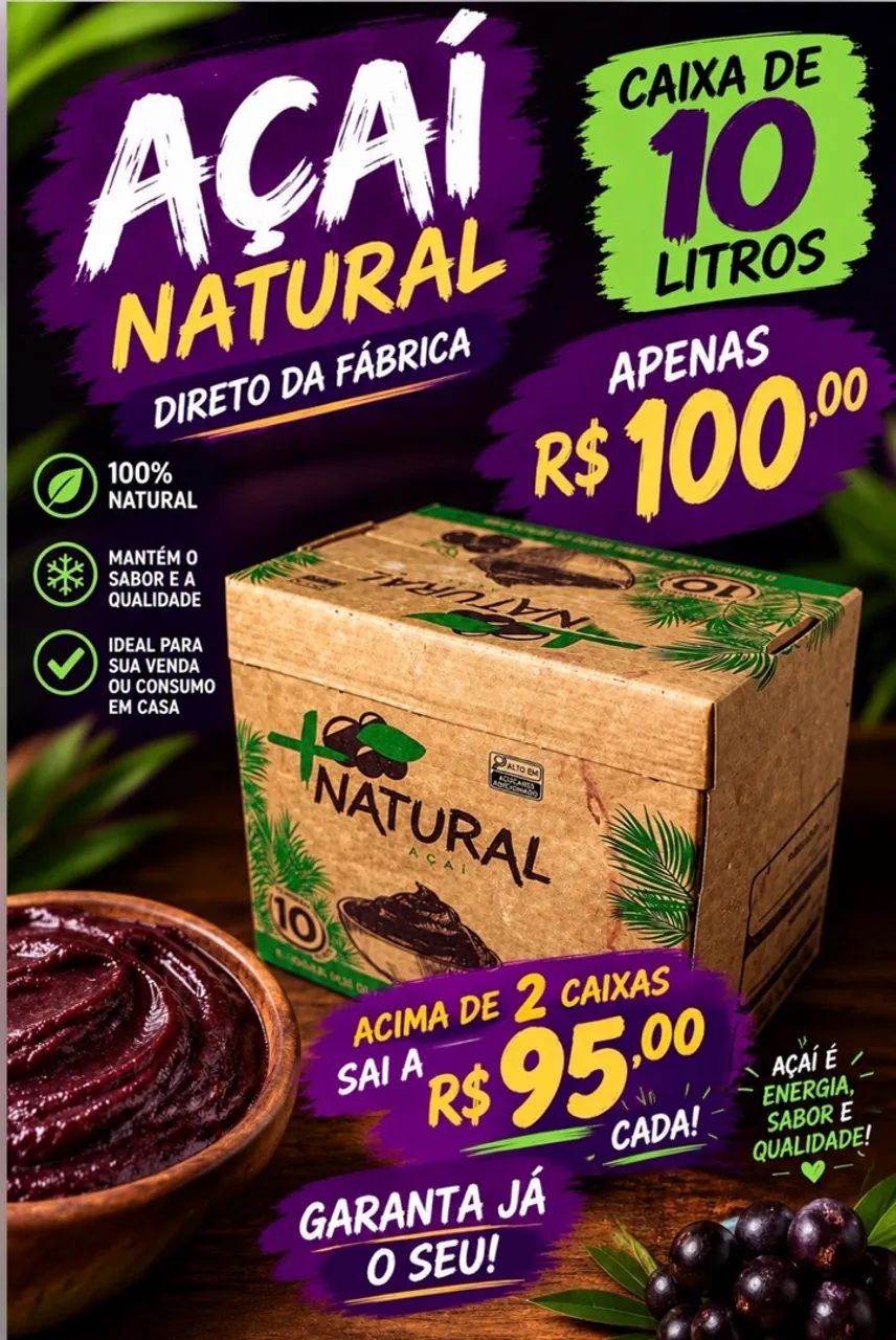 Caixa de açaí 10 litros 