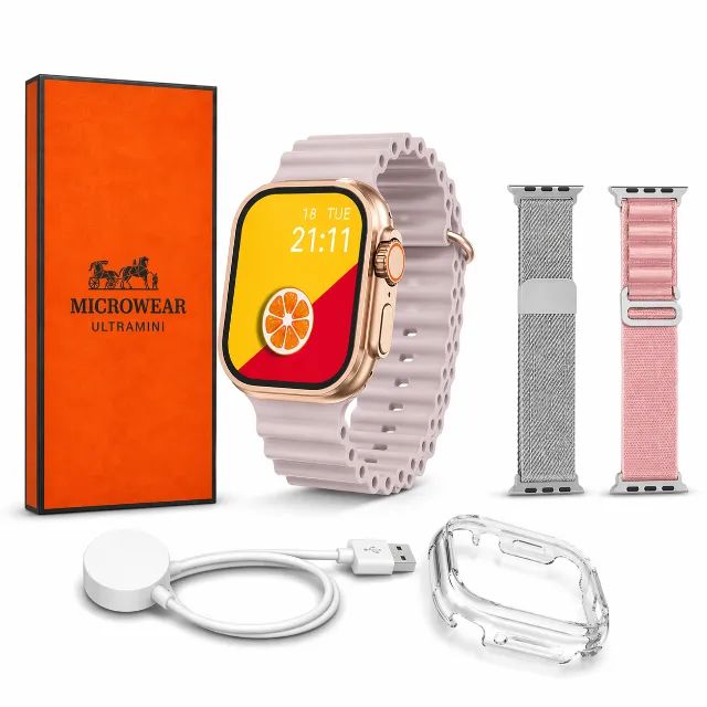 Relógio Smartwatch Microwear Ultra W69 Mini 45mm Premium Feminino Infantil Unissex Ips - Foto 4