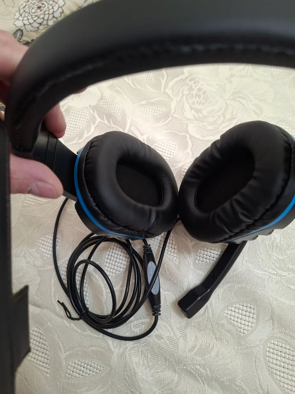 Headset Inova Preto e azul - Com Microfone e Ajuste de Volume - Conexão P3 - Foto 4