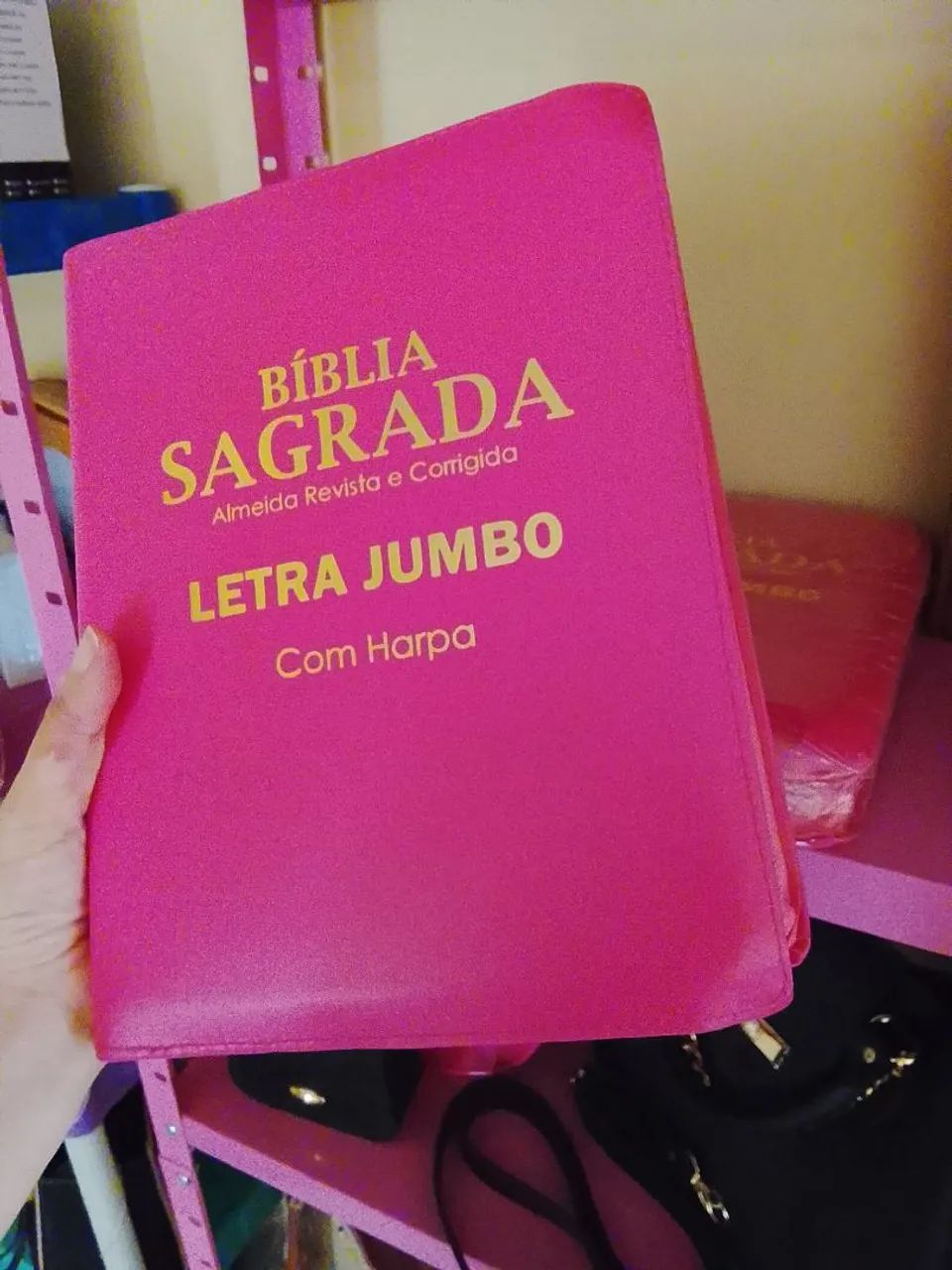 Bíblia grande letra Jumbo com zíper e índice nas laterais 
