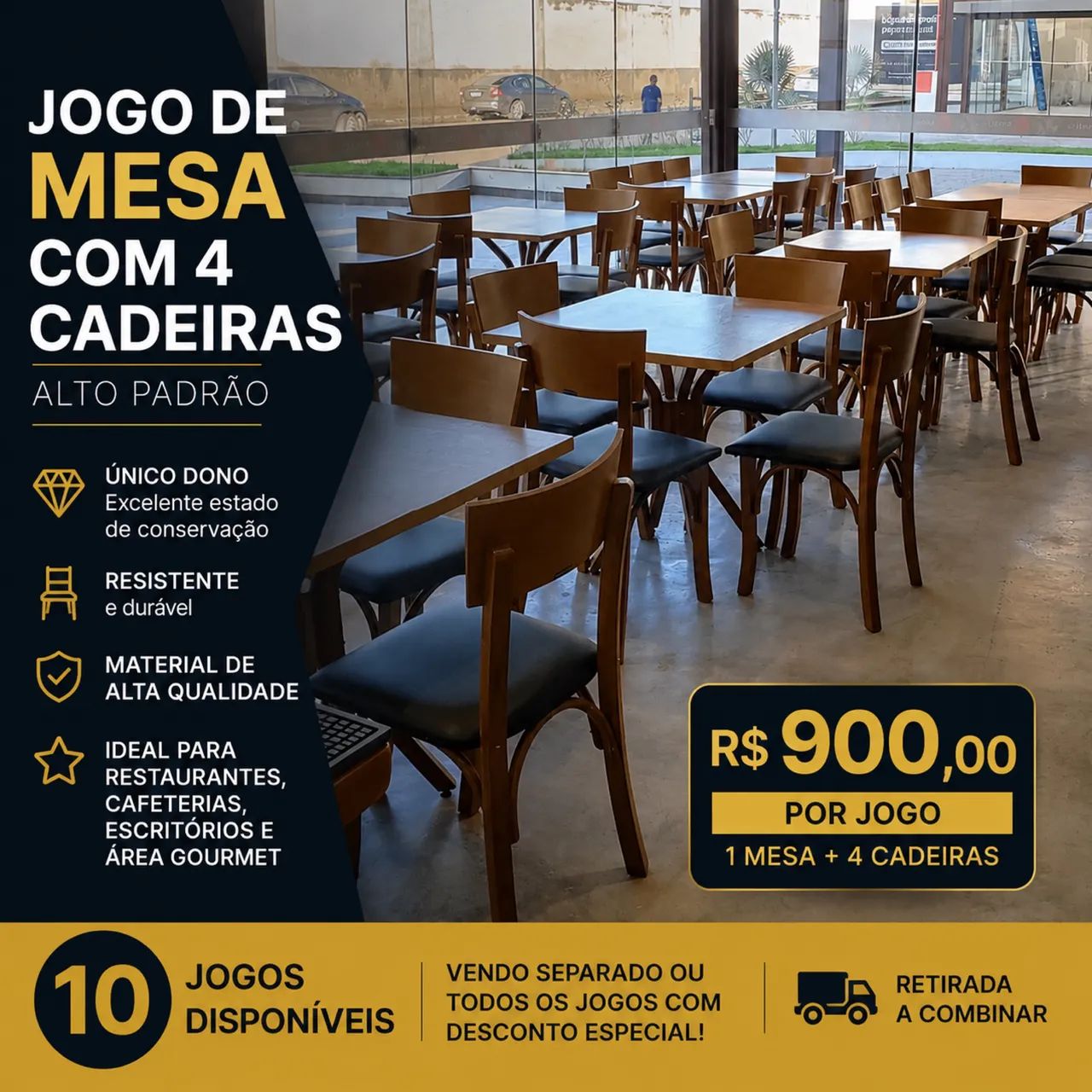 Jogo de Mesa 4 Lugares | Madeira | R$ 900