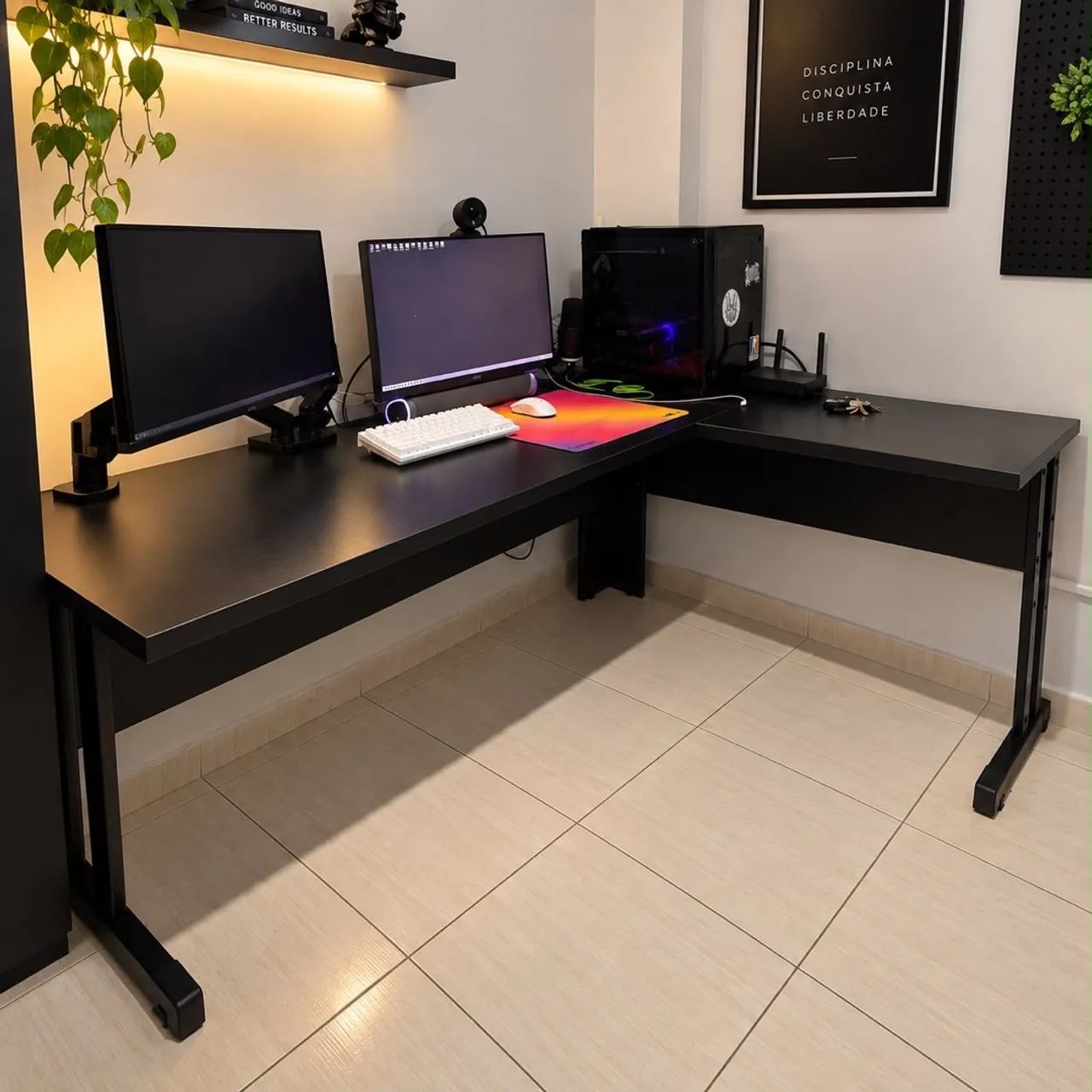 Mesa de Escritório preta em L, 200 x 120 - Foto 3