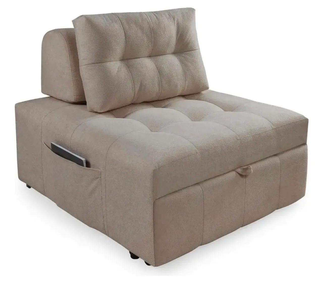 Sofá Puff Cama Solteiro Retrátil Cozy Bouclé  - Foto 2