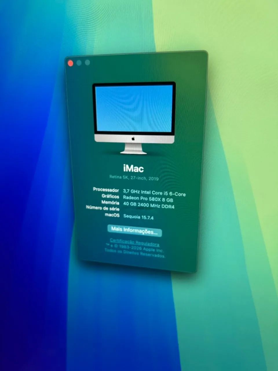 Apple iMac 2019 (a2115) Retina 5k 27 Intel i5 40gb 2tb - Foto 3