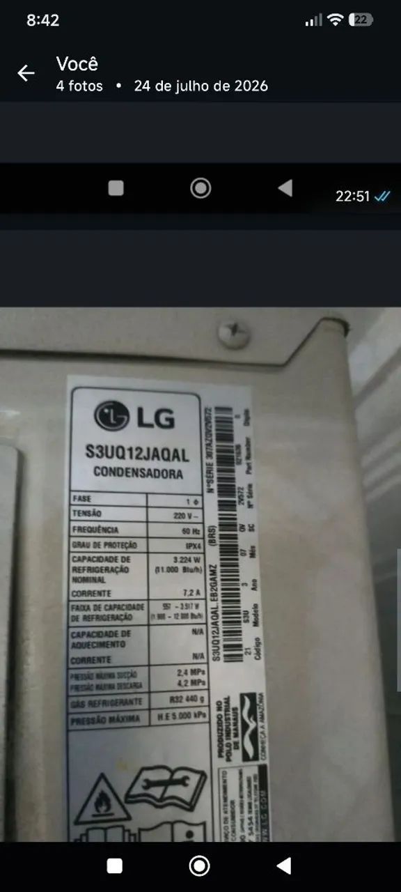 Ar-condicionado 12 BTUs usado tudo funcionando perfeitamente 