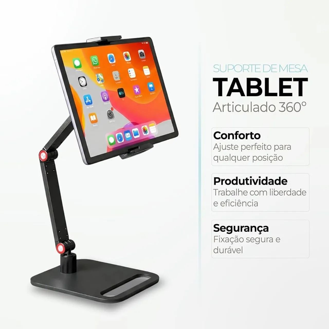 ? Suporte de Mesa Articulado para Tablet e Celular - Giro 360° | Base Reforçada - Foto 2
