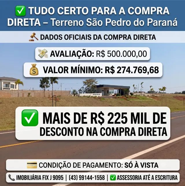 Imóvel com bom aproveitamento ? Terreno em Sao Pedro do Parana - PR, 