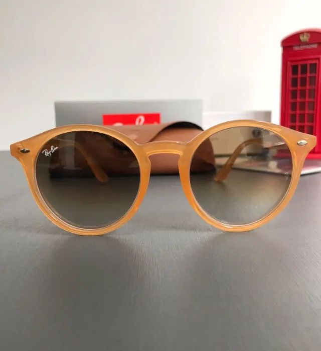 óculos de sol ray ban round style caramelo - Foto 5