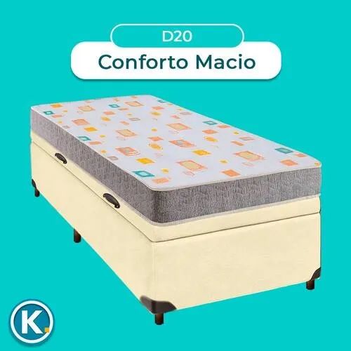 Kit Colchão Solteiro D20 + Cama Base Baú Solteiro Amarelo - Foto 2