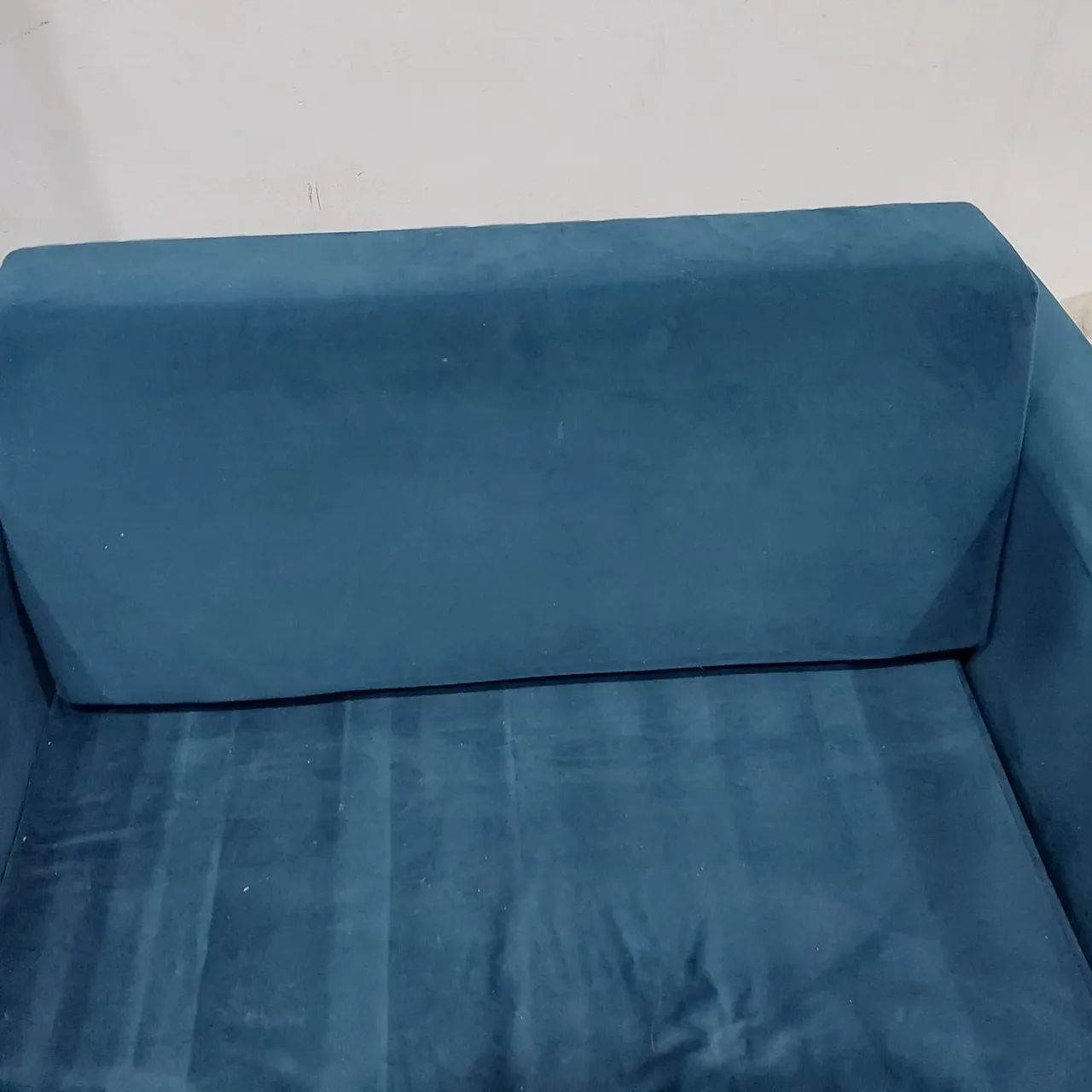 Sofa cama suede azul usado - Mudança -baixei pra sair logo - Foto 4