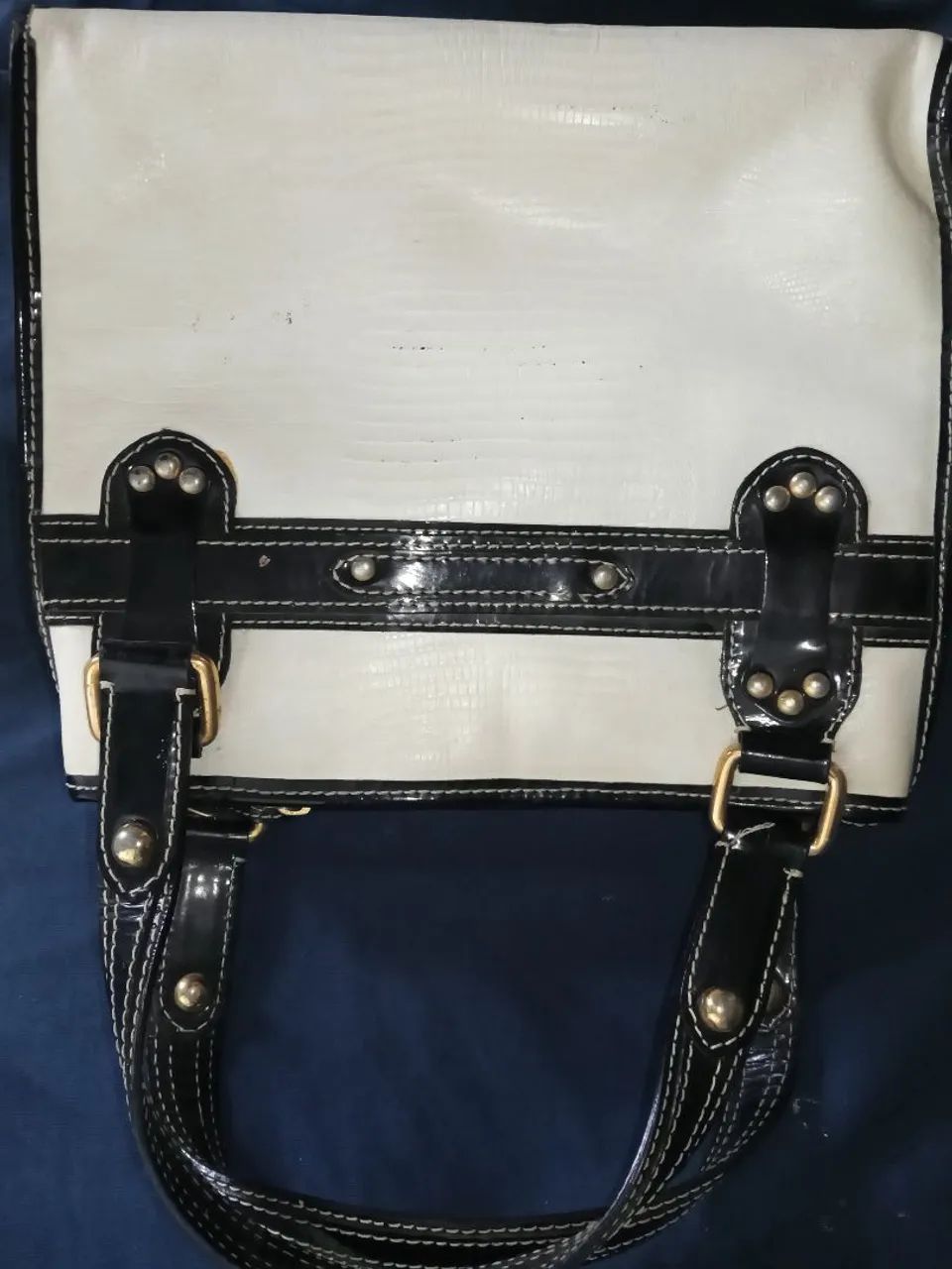 Bolsa vintage Corello preta e branca - Foto 4