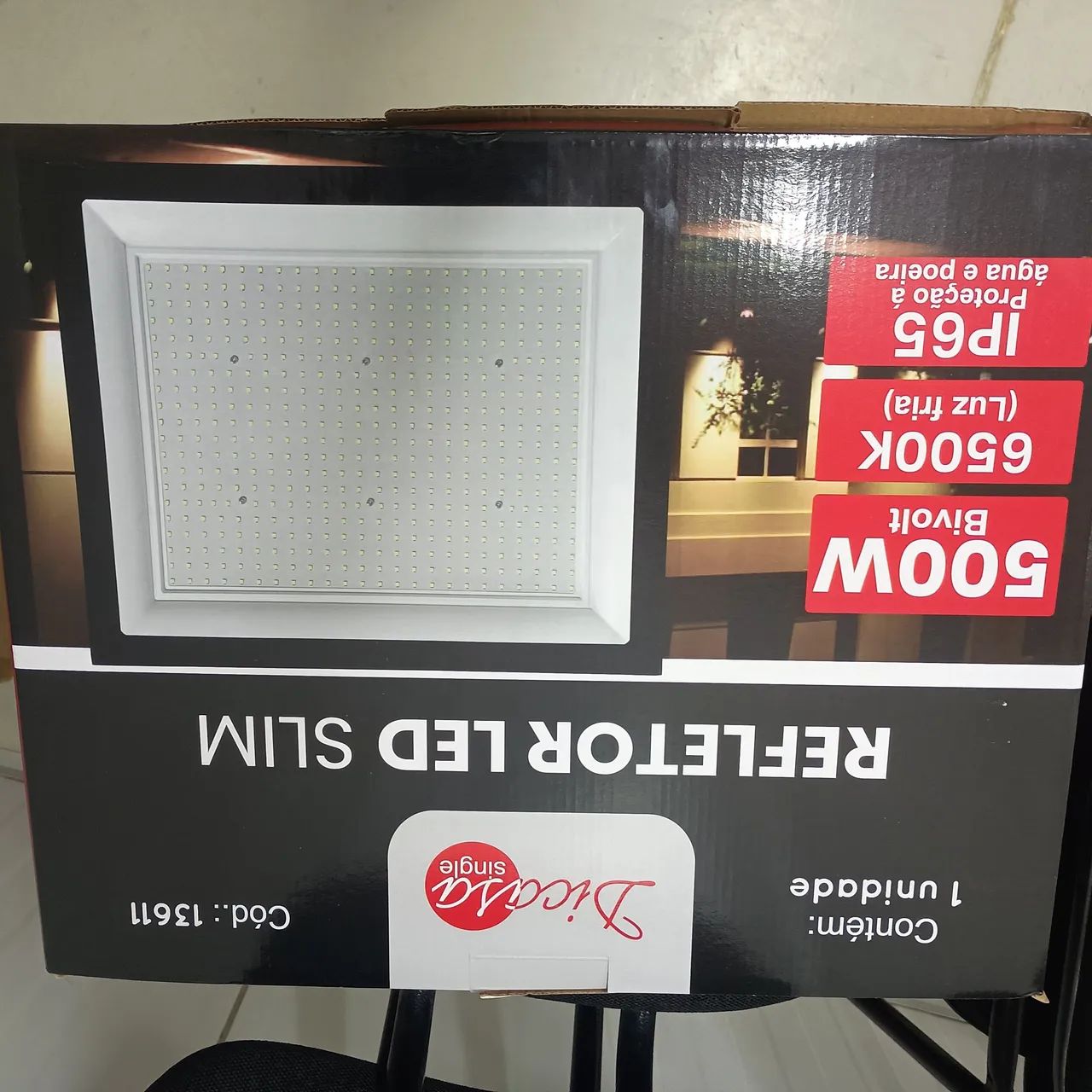 Refletor Led 500W<br>Ref: 13611; *8341<br>Marca: Di Casa