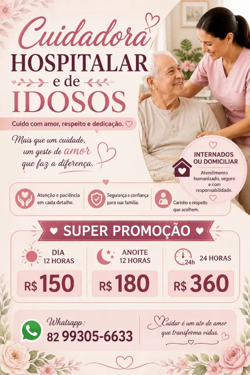 Cuidadora de Idosos em Maceió | Domiciliar e Hospitalar ?