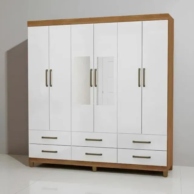 Guarda Roupa Dallas Cinamomo/Branco com Espelho