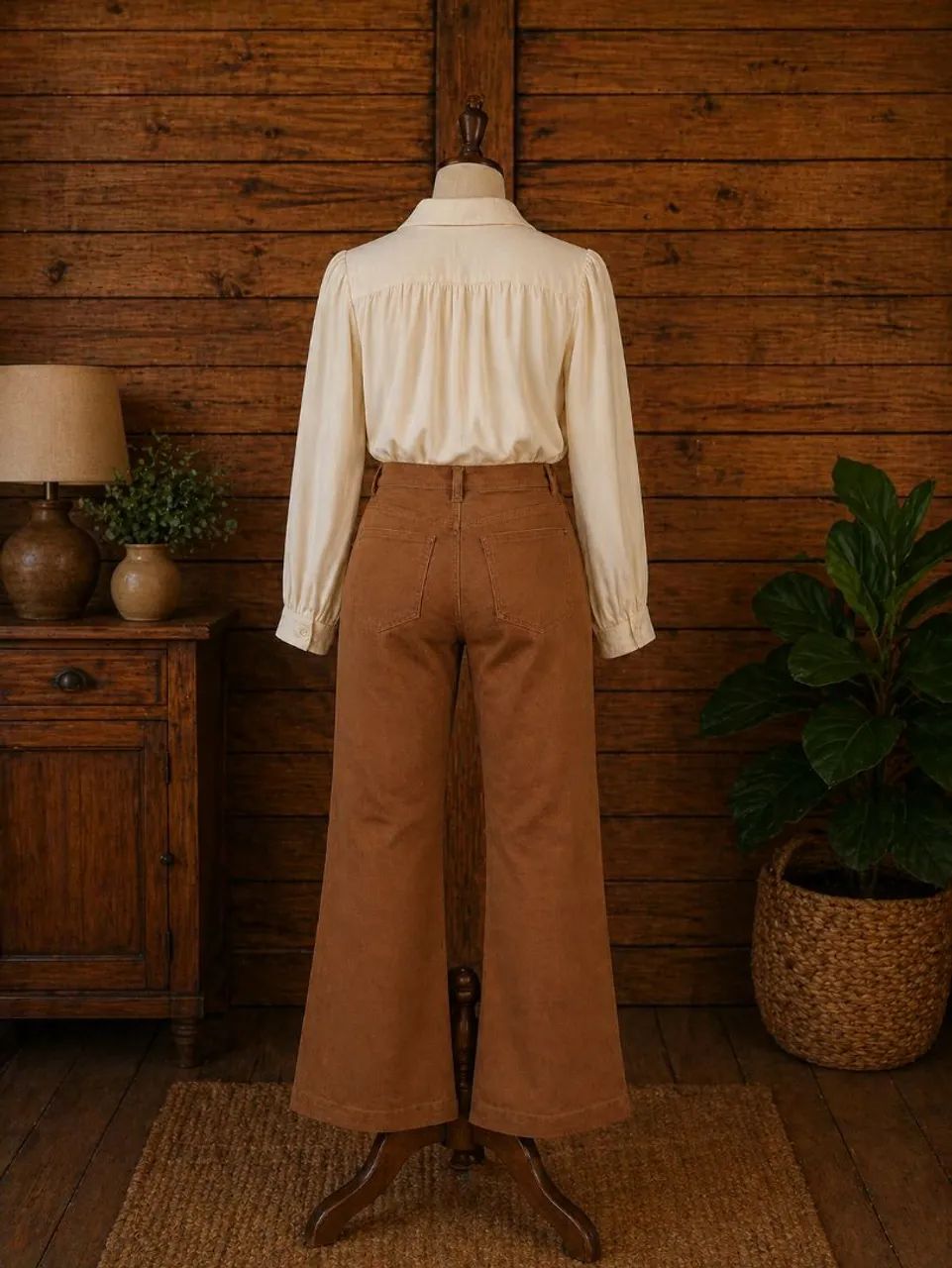 Calça jeans marrom pintada a mão  - Foto 4