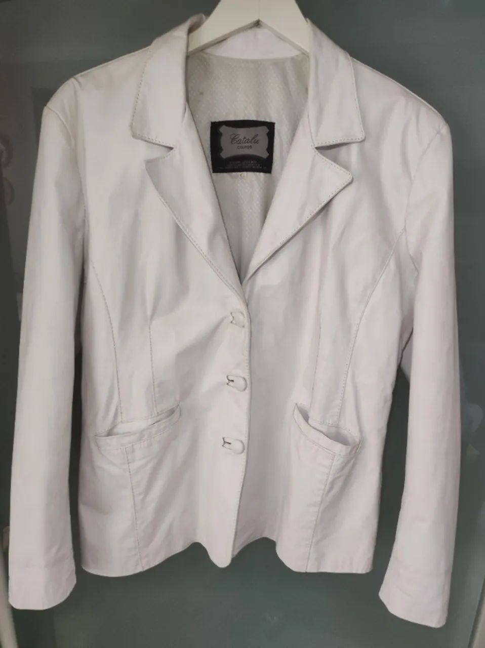 Blazer/jaqueta em couro Branca - Foto 3