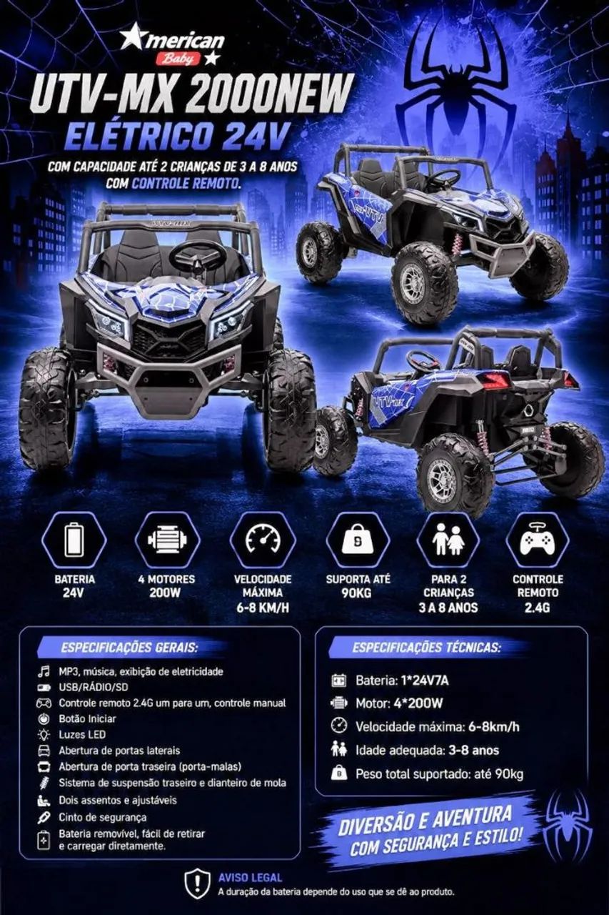 UTV elétrico infantil 2000new - Foto 4