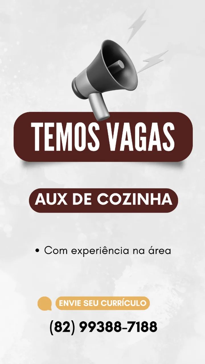 VAGA DE EMPREGO PARA AUXILIAR DE COZINHA E CONZINHEIRA