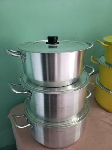 Jogos de panelas com 3 peças de aluminio grossos