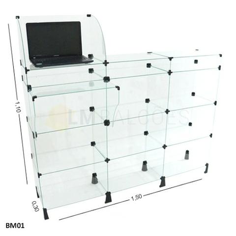 Balcao Caixa de Vidro 1,50 x 1,10 x0 ,30 Frete e Montagem gratis