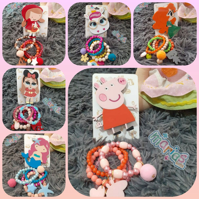 Kit pulseira e presilha de acrílico