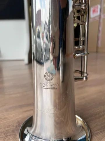 Sax Soprano reto (novo) prateado - ótimo som - aceito trocas - parcelo 21x - Foto 5