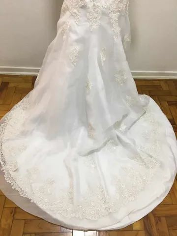Vestido Noiva Tomara Que Caia Tamanho P White Drapeado - Foto 5
