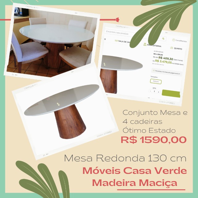Conjunto Mesa + 4 Cadeiras Madeira Maciça - Foto 3