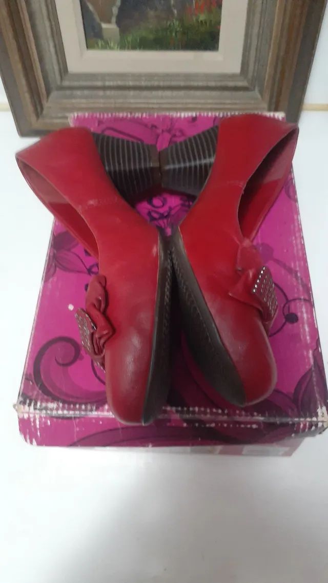 Sapato  Bottero ..com salto alto  vermelho . - Foto 5