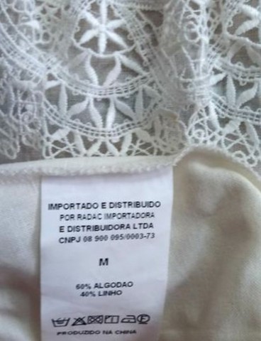 Blusa Branca Regata Off-White Tamanho M Delicada Bordada e com Pérolas  - Foto 5