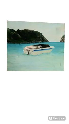 Quadro decoração pintura marinha 46x38 cm.