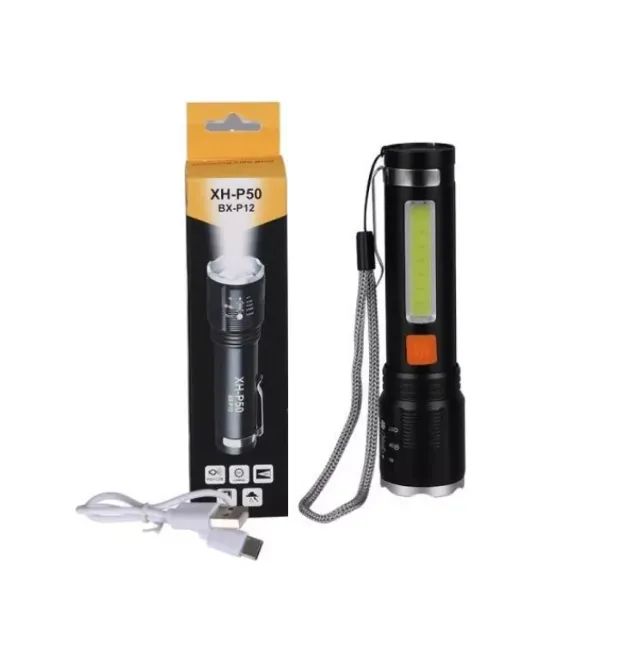 LANTERNA LED 1 LED RECARREGAVEL + LUMINARIA LATERAL XH-P50 BX-P12