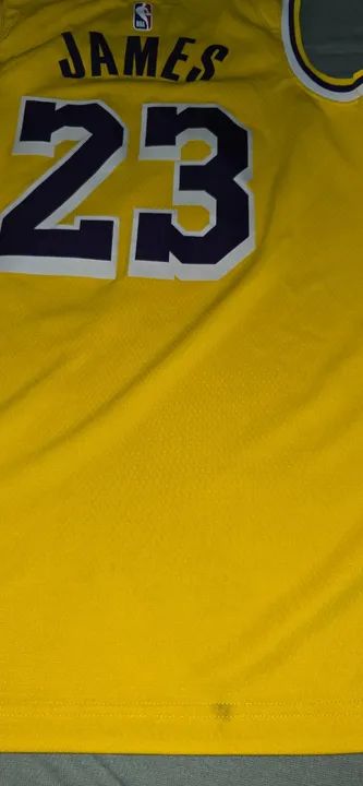 Camisa Regata Basquete NBA Nike Jordan Los Angeles Lakers 23 James Amarela com detalhes - Foto 5