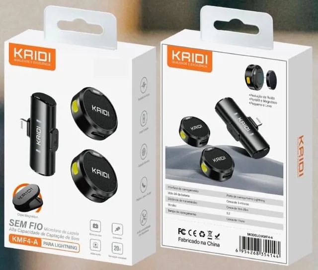 Microfone Duplo Kaidi Kmf4-a Wireless Lightning Para iPhone