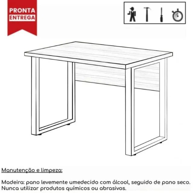 Mesa Escritório Pé Quadro 1,20×0,60m Sem Gavetas Marsala/Preto Modelo 25469 - Foto 3