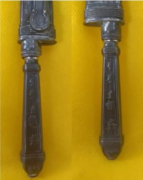 * MT Faca de Mesa Antiga com Bainha Decorada - Foto 6