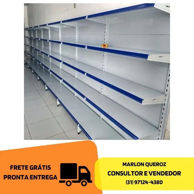 Gondola de Parede 1x1,96 6 Bandejas Nova