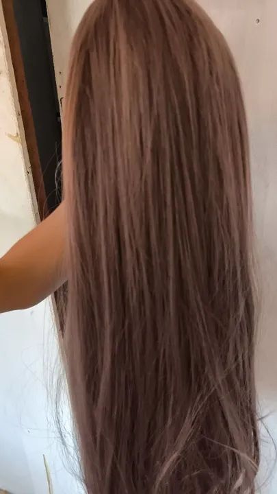 Peruca castanho rose - cabelo longo e liso - Foto 2