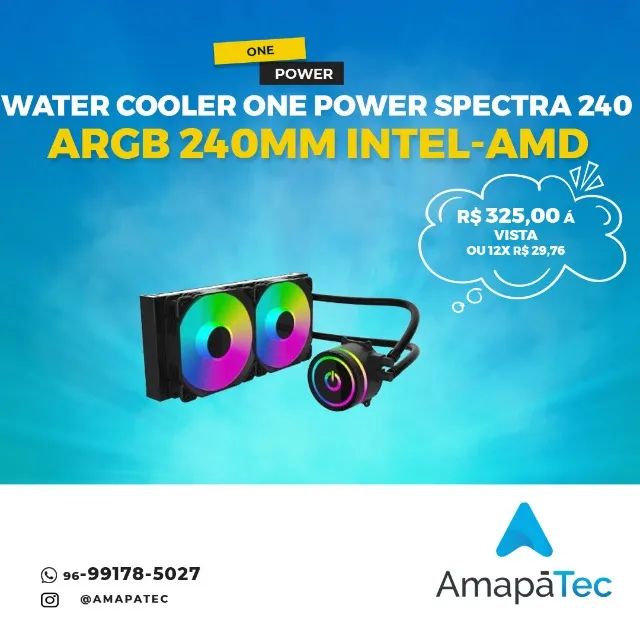 Water Cooler Onepower Spectra AMD Intel 240mm Led ARGB