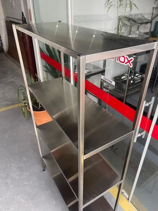 Prateleira estante em aço inox com 4 planos lisos nova